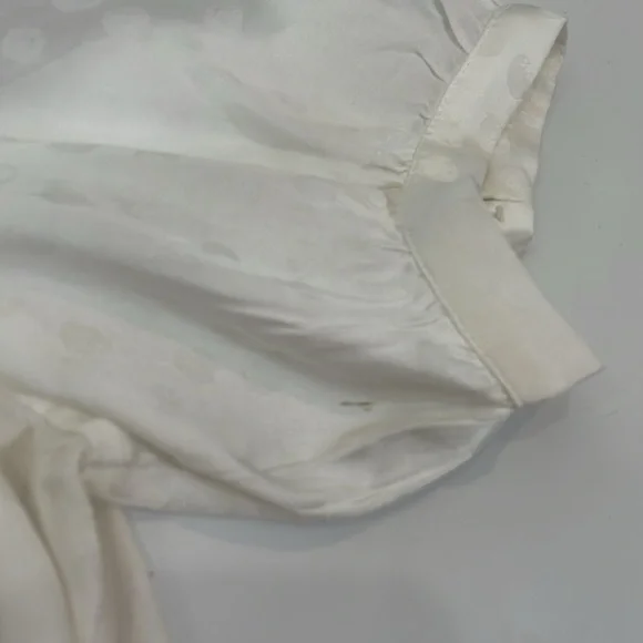 The Kooples Paris Blouse Top Size 2 Cream Dot Print Covered Buttons - Picture 10 of 11